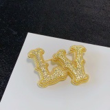 Louis Vuitton Fashion Versatile Diamond Studded Letter Pearl Brooch