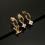 Louis Vuitton Classic Three Piece Clover Letter Earrings Set