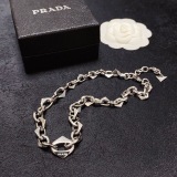 Prada Classic Fashion Triangle Carving Logo Thick Necklace
