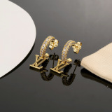 Louis Vuitton Classic Diamond Studded Letter Earrings