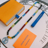 Louis Vuitton Fashion Retro Silver Agate Necklace 60CM