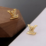 Louis Vuitton Classic Versatile Diamond Studded Letter Earrings