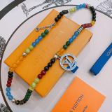 Louis Vuitton Fashion Retro Silver Agate Necklace 60CM