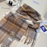 Burberry Classic Embroidered Logo Cashmere Tassel Scarf Size: 30 x 180 CM