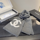 Chanel Fashion Logo Jacquard Cashmere Scarf Size: 30 x 190 CM