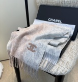 Chanel Fashion Embroidered Logo Color Blocked Tassel Scarf Size: 35 x 180 CM