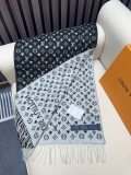 Louis Vuitton Fashion Logo Jacquard Two Sided Cashmere Scarf Size: 45 x 195 CM