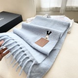 Loewe Fashion Personalized Embroidered Leather Logo Haircoat Scarf Size: 40 x 185 CM