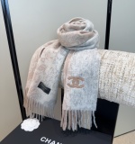Chanel Fashion Embroidered Logo Color Blocked Tassel Scarf Size: 35 x 180 CM