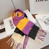 Loewe Fashion Embroidery Logo Color Blocked Double Sided Cashmere Tassel Scarf Size: 30 x 180 CM
