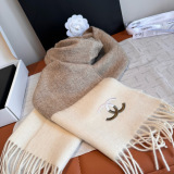 Chanel Fashion Embroidered Logo Cashmere Tassel Scarf Size: 30 x 180 CM