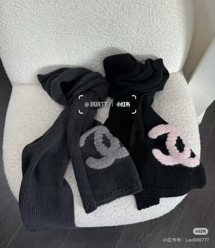 Chanel Fashion Logo Jacquard Cashmere Scarf Size: 30 x 190 CM
