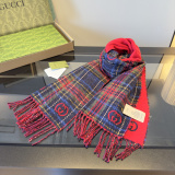 Gucci Classic GG Checkered Jacquard Wool Tassel Scarf Size: 35 x 205 CM