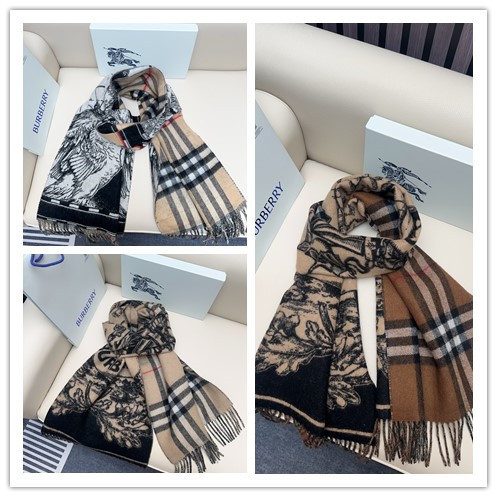 Burberry Classic Large Grid Double sided Jacquard Cashmere Scarf Size: 45 x 210 CM