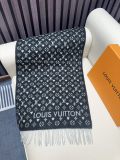 Louis Vuitton Fashion Logo Jacquard Two Sided Cashmere Scarf Size: 45 x 195 CM