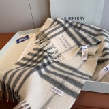 Burberry Classic Embroidered Logo Checkered Cashmere Scarf Size: 30 x 180 CM