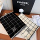 Chanel Classic Versatile Embroidered CC Checkered Cashmere Scarf Size: 38 x 185 CM
