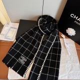 Chanel Classic Versatile Embroidered CC Checkered Cashmere Scarf Size: 38 x 185 CM