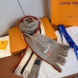 Louis Vuitton Fashion Embroidered Logo Cashmere Tassel Scarf Size: 28 x 180 CM