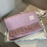 Dior Fashion Versatile Embroidered Logo Lamb Hair Tassel Scarf Size: 32 x 180 CM