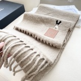 Loewe Fashion Personalized Embroidered Leather Logo Haircoat Scarf Size: 40 x 185 CM
