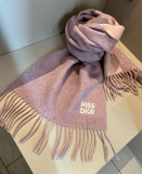 Dior Fashion Versatile Embroidered Logo Lamb Hair Tassel Scarf Size: 32 x 180 CM