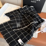 Chanel Classic Versatile Embroidered CC Checkered Cashmere Scarf Size: 38 x 185 CM