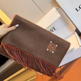 Loewe New Elegant Embroidered Logo Cashmere Scarf Size: 35 x 180 CM
