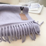 Loewe Fashion Personalized Embroidered Leather Logo Haircoat Scarf Size: 40 x 185 CM