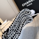 Chanel Classic Versatile Embroidered CC Checkered Cashmere Scarf Size: 38 x 185 CM