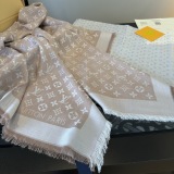 Louis Vuitton Classic Logo Jacquard Double Sided Mulberry Silk Wool Square Towel Size: 142 x 142 CM