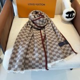 Louis Vuitton Fashion Embroidered Logo Checkered Cashmere Scarf Size: 45 x 200 CM