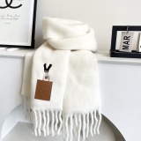 Loewe Fashion Personalized Embroidered Leather Logo Haircoat Scarf Size: 40 x 185 CM