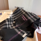 Burberry Classic Embroidered Logo Checkered Cashmere Scarf Size: 30 x 180 CM
