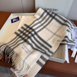 Burberry Classic Embroidered Logo Checkered Cashmere Scarf Size: 30 x 180 CM