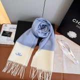 Chanel Fashion Embroidered Logo Cashmere Tassel Scarf Size: 30 x 180 CM