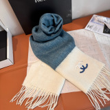 Chanel Fashion Embroidered Logo Cashmere Tassel Scarf Size: 30 x 180 CM