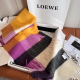 Loewe Fashion Embroidery Logo Color Blocked Double Sided Cashmere Tassel Scarf Size: 30 x 180 CM
