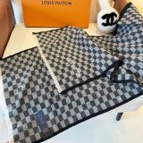 Louis Vuitton Fashion Embroidered Logo Checkered Cashmere Scarf Size: 45 x 200 CM