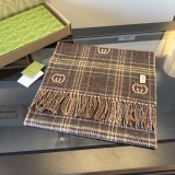 Gucci Classic GG Checkered Jacquard Wool Tassel Scarf Size: 35 x 205 CM