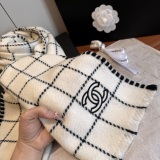 Chanel Classic Versatile Embroidered CC Checkered Cashmere Scarf Size: 38 x 185 CM