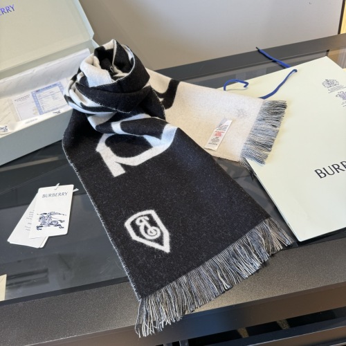 Burberry Fashion Logo Jacquard Double Sided Cashmere Scarf Size: 30 x 180 CM