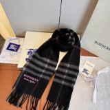 Burberry Classic Embroidered Logo Checkered Cashmere Scarf Size: 30 x 180 CM
