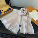 Louis Vuitton Classic Logo Jacquard Double Sided Mulberry Silk Wool Square Towel Size: 142 x 142 CM