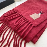 Loewe Fashion Personalized Embroidered Leather Logo Haircoat Scarf Size: 40 x 185 CM