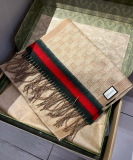 Gucci Fashion Versatile Double G Lambhair Jacquard Tassel Scarf Size: 32 x 210 CM