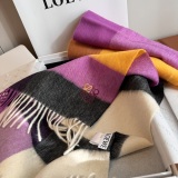 Loewe Fashion Embroidery Logo Color Blocked Double Sided Cashmere Tassel Scarf Size: 30 x 180 CM