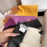 Loewe Fashion Embroidery Logo Color Blocked Double Sided Cashmere Tassel Scarf Size: 30 x 180 CM