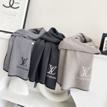 Louis Vuitton Classic Versatile Embroidered Logo Cashmere Scarf Size: 32 x 185 CM