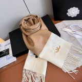 Chanel Fashion Embroidered Logo Cashmere Tassel Scarf Size: 30 x 180 CM